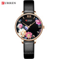 CURREN 9060 Women Watch Top Brand Luxury Black Female Waterproof Clock Mesh Stainless Steel Bracelet Flower Ladies Wristwatch